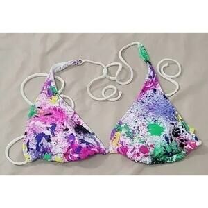Surfside Multicolor Spattered Paint Look Bikini Top Women's